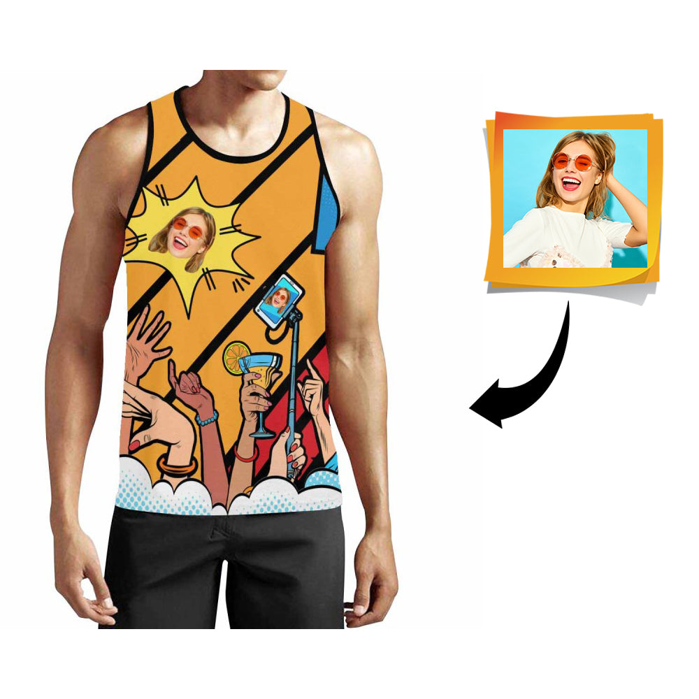 Custom Face Selfie Men's All Over Print Tank Top