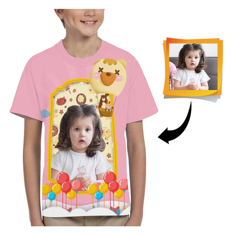 Custom Face Pink Kid's All Over Print T-shirt