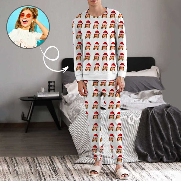 Custom Face Christmas Girlfriend Men's Long Pajama Set