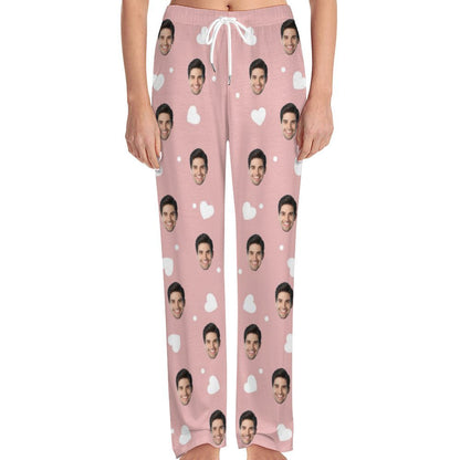 Personalized Long Pajama Pants Lacing Custom Face Love Heart Multicolor Sleepwear Slumber Party