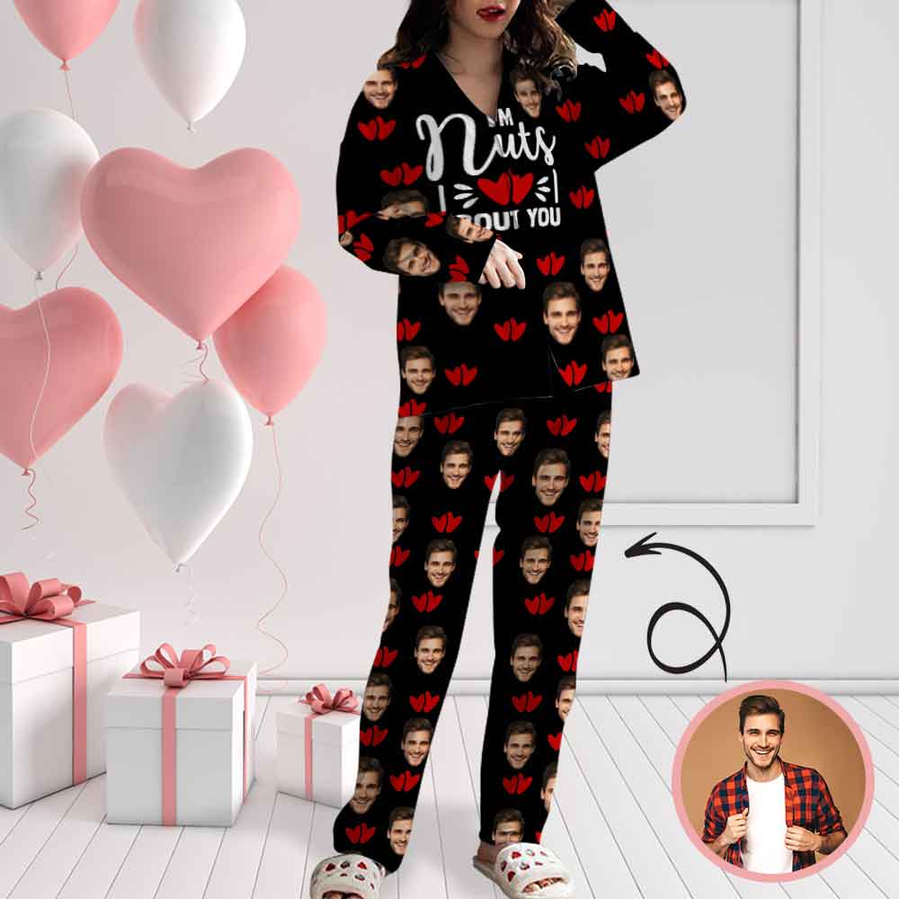 Custom Face I'm Nuts About You Women's Long Pajama Set