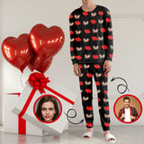 Custom Face Sweet Love Heart Men's Long Pajama Set