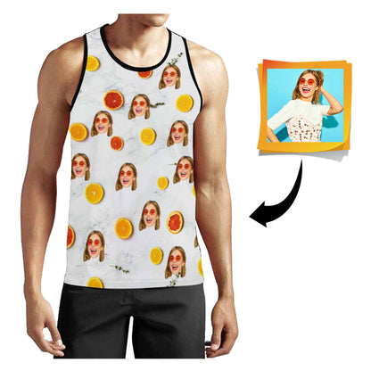 Custom Face Fruit Men's All Over Print Tank Top