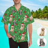 Custom Face Cute Pet Christmas Men's All Over Print Hawaiian Shirt