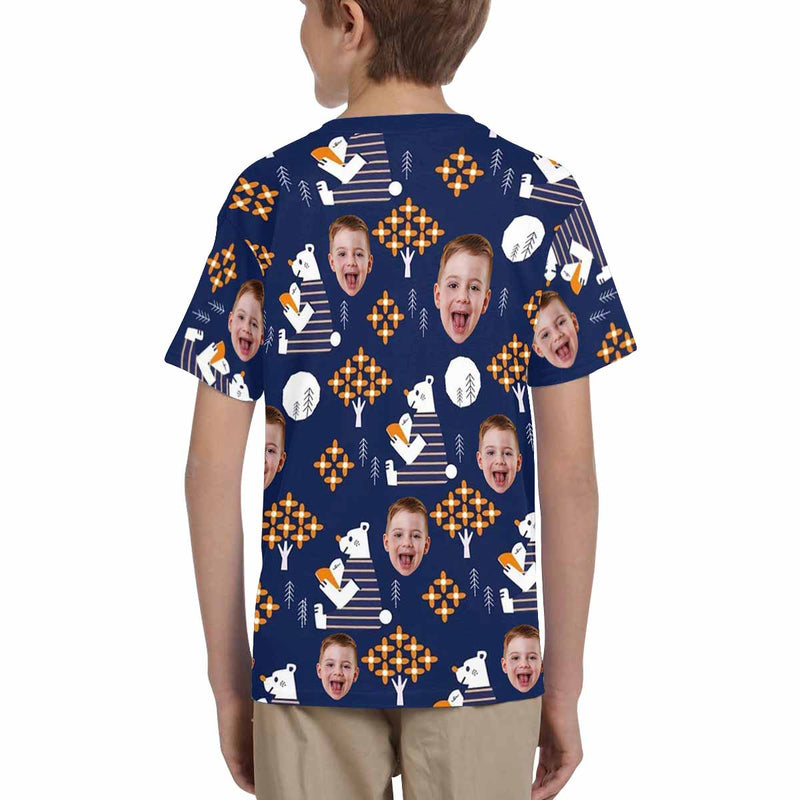 Custom Face Bear Kid's All Over Print T-shirt