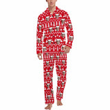 Custom Face Pajamas White Fir&Elk Red Sleepwear Personalized Men's Long Pajama Set