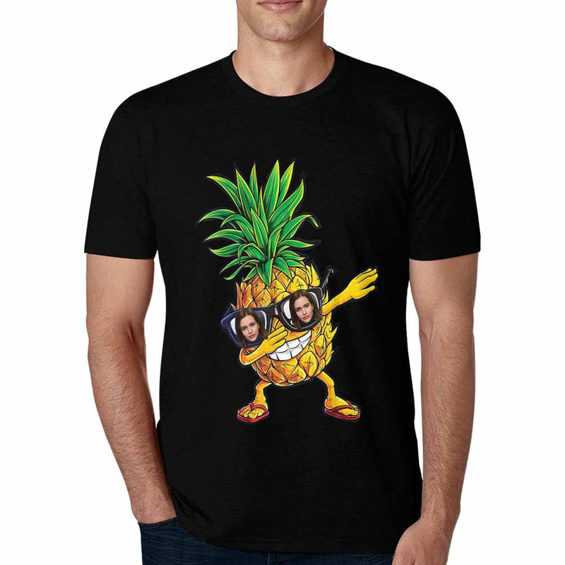 Custom Face Yellow Pineapple Tee Put Your Photo on Shirt Unique Design Men's All Over Print T-shirt