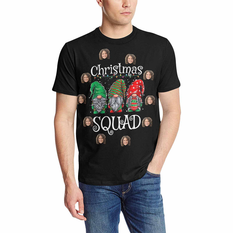 Custom Face Christmas Squad Tee Put Your Photo on Shirt Unique Design Men's All Over Print T-shirt