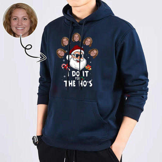 Printing I Do It For The Ho's Hoodie with Face, Custom Men's All Over Print Hoodie Surprise Gifts for Dad Husband Boyfriend