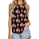 Custom Face Tops I Love You Summer Halterneck Strapless Print Vest Shirt Women's Loose Tank Top