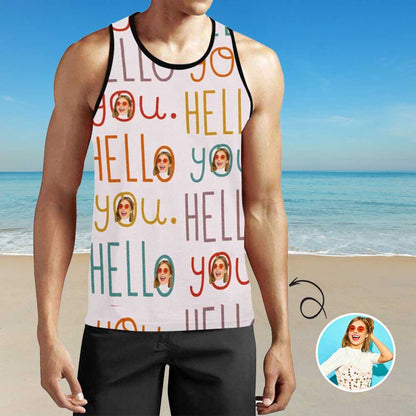 Custom Face Hello Men's All Over Print Tank Top