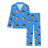 Personalized Sleepwear Custom Face Multicolor Women's Buttons Long Sleeve Pajama Set