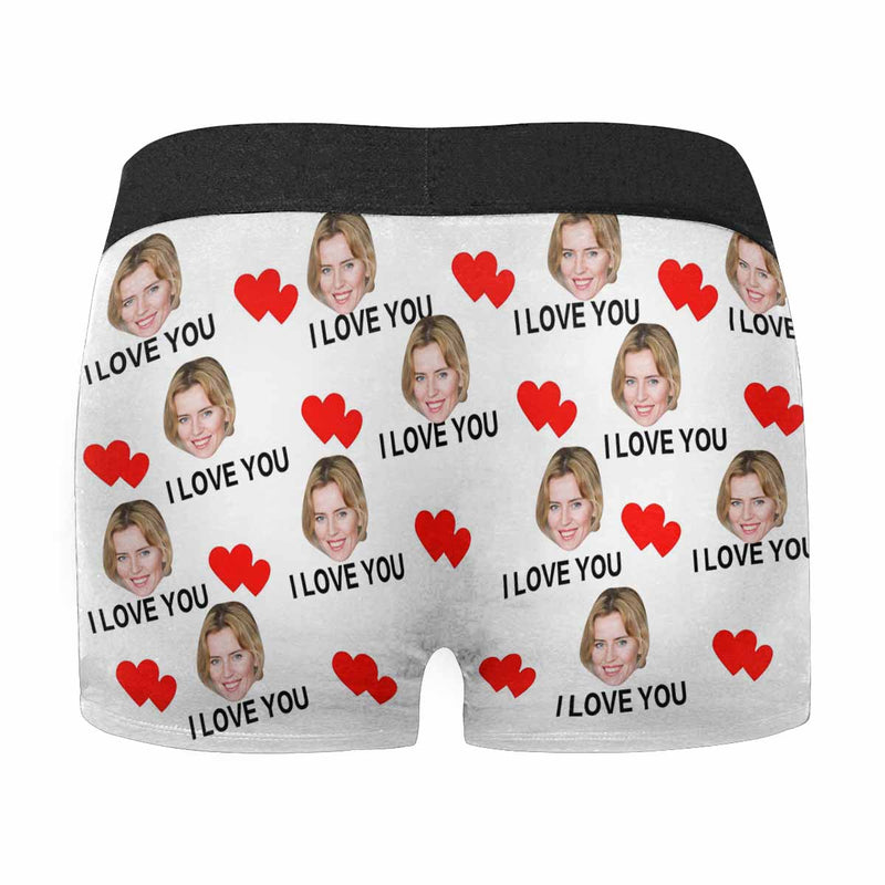 Custom Face Boxers Underwear Personalized I Love You White Mens' All Over Print Boxer Briefs