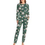 Custom Face Pajamas Pet Green Sleepwear Personalized Women's Crewneck Long Pajamas Set