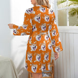 Custom Face Cute Pet Yellow Women's Nightwear Personalized Photo Pajamas Kimono Robe