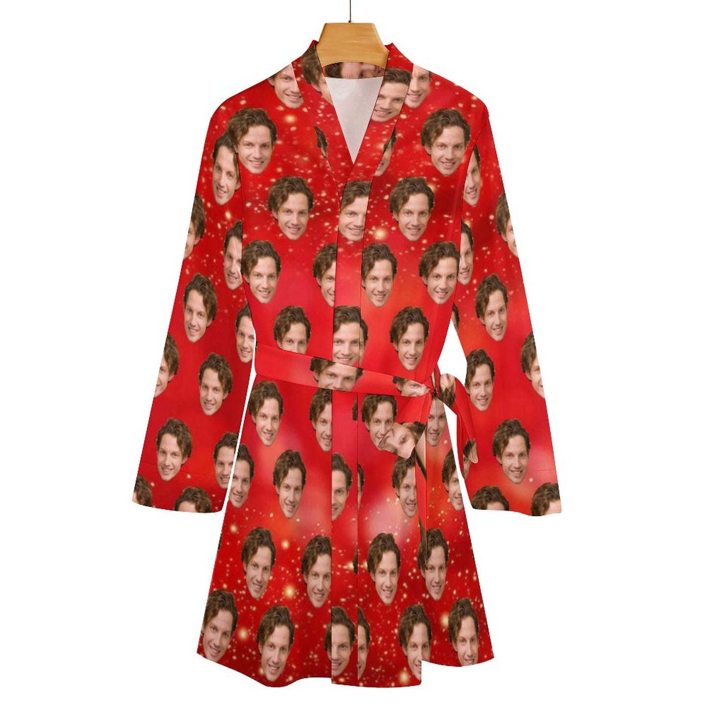 Custom Face Lover Glitter Women's Nightwear Personalized Photo Pajamas Kimono Robe