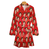 Custom Face Lover Glitter Women's Nightwear Personalized Photo Pajamas Kimono Robe