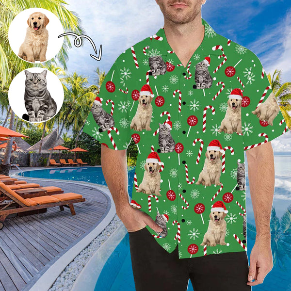 Custom Face Cute Pet Christmas Men's All Over Print Hawaiian Shirt