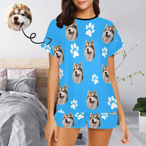 Custom Face Pajamas My Dog Sleepwear For Her Personalized Women's Short Pajama Set