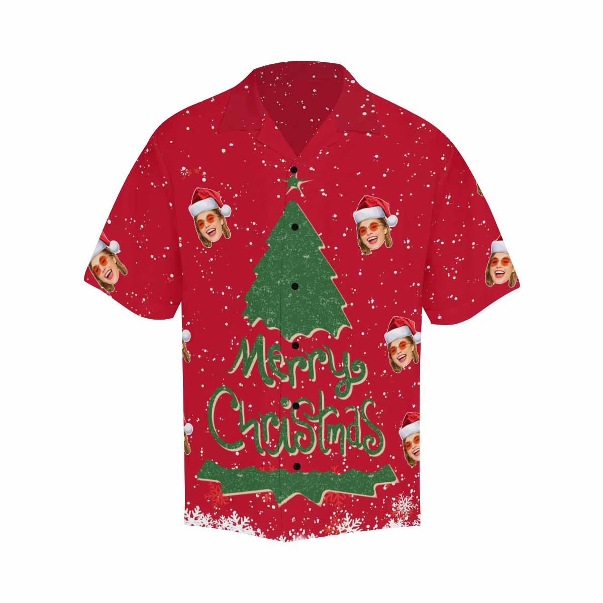 Custom Face Merry Christmas Men's All Over Print Hawaiian Shirt