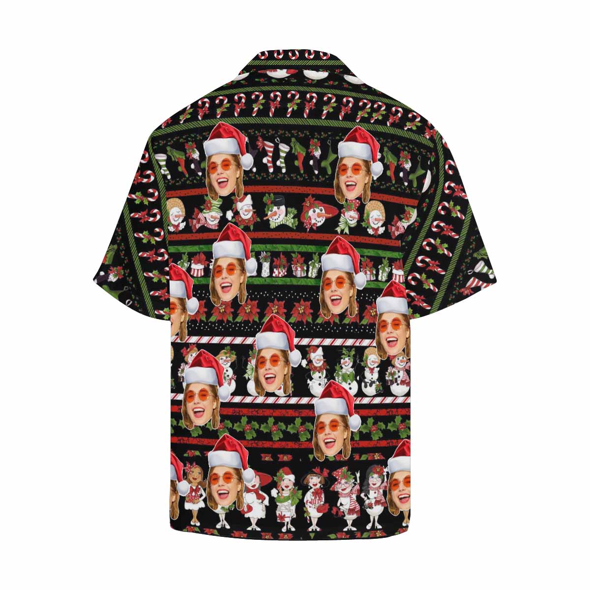 Custom Face Cute Snowman Red Hat Christmas Men's All Over Print Hawaiian Shirt