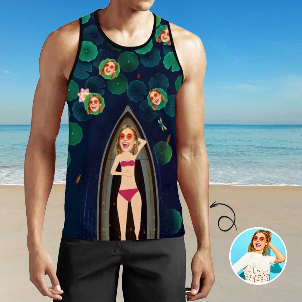 Custom Face Boat Men's All Over Print Tank Top