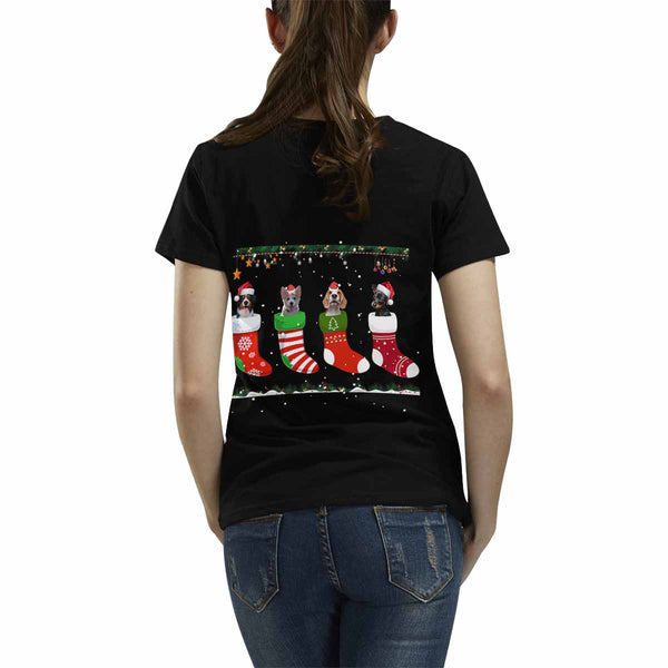 Custom Face Christmas Stocking Women's All Over Print T-shirt