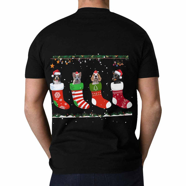 Custom Face Custom Pet's Face Christmas Tee Put Your Photo on Shirt Unique Design Men's All Over Print T-shirtChristmas Stocking Men's All Over Print T-shirt