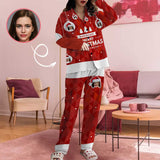 Custom Face Merry Christmas Ornaments Women's Long Pajama Set