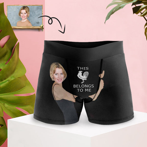 Custom Face Boxers Underwear Personalized This Is Belongs To Me Black Mens' All Over Print Boxer Briefs