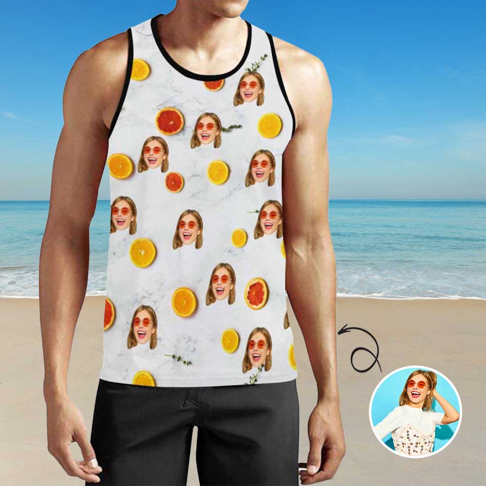 Custom Face Fruit Men's All Over Print Tank Top