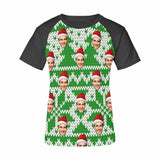 Custom Face Christmas Green Tree Women's All Over Print T-shirt