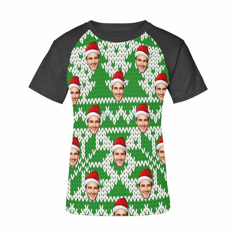 Custom Face Christmas Green Tree Women's All Over Print T-shirt