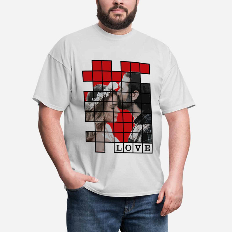Custom Photo Love Puzzle Tee Put Your Photo on Shirt Unique Design Men's All Over Print T-shirt