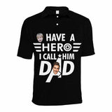 Custom Face Hero Dad Men's All Over Print Polo Shirt