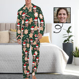 Custom Face Pajamas Cookie Green Sleepwear Personalized Men's Long Pajama Set