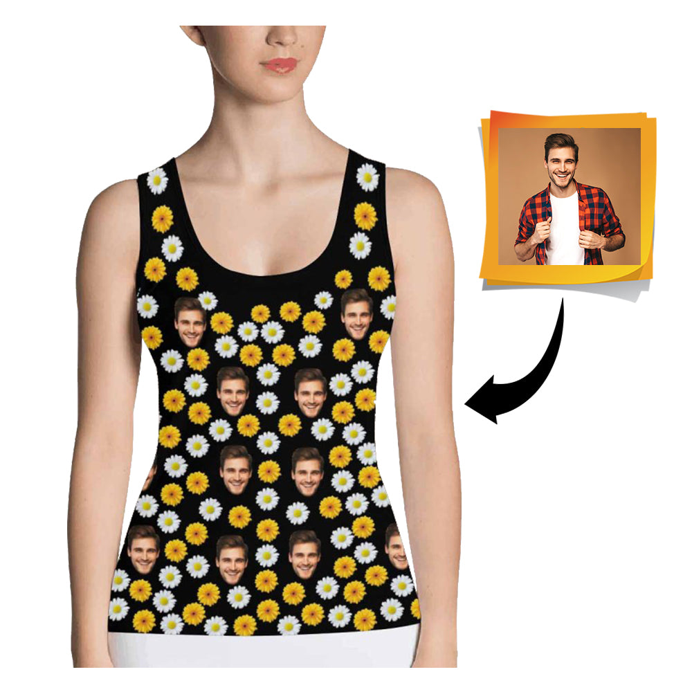 Custom Face Daisy Women's All Over Print Tank Top