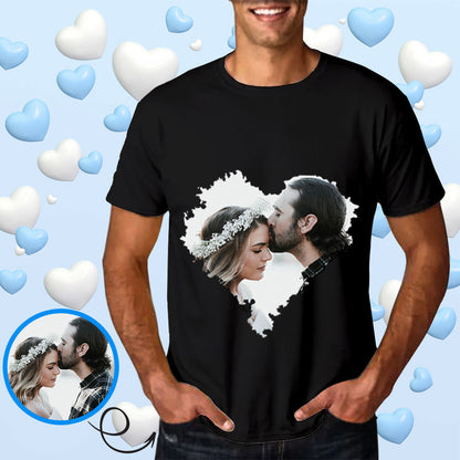 Custom Photo Loving Coupple Romance Tee Put Your Photo on Shirt Unique Design Men's All Over Print T-shirt