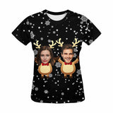 Custom Face Christmas Deer Women's All Over Print T-shirt