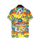 Custom Face Sunset Beach Men's Lapel Shirt Cuban Collar Hawaiian Shirt