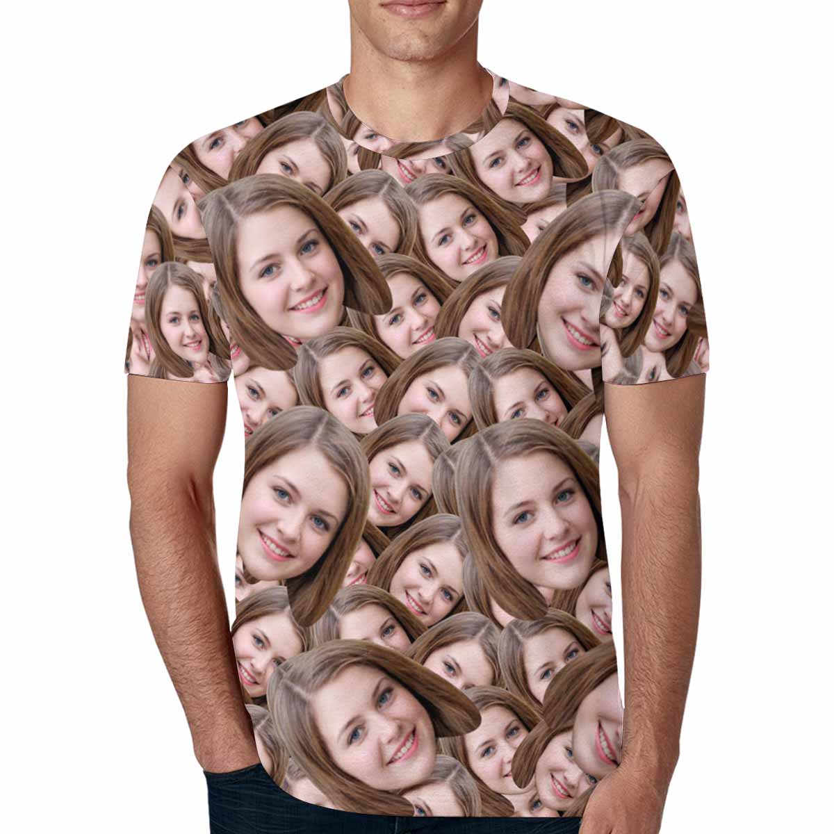 Custom Face Cute Girlfriend Seamless Tee Put Your Photo on Shirt Unique Design Men's All Over Print T-shirt