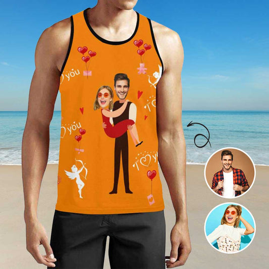 Custom Face Couple Men's All Over Print Tank Top