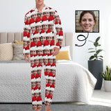 Custom Face Pajamas Seamless Christmas Hat Sleepwear Personalized Men's Long Pajama Set