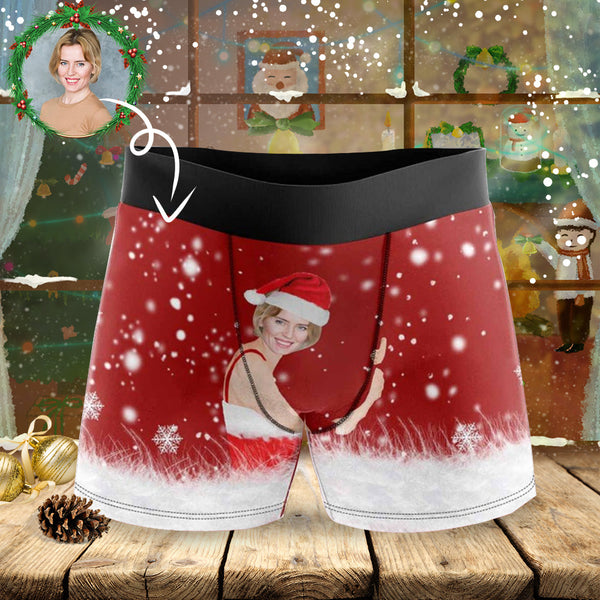 Custom Face Boxers Underwear Personalized Hug  Christmas Mens' All Over Print Boxer Briefs