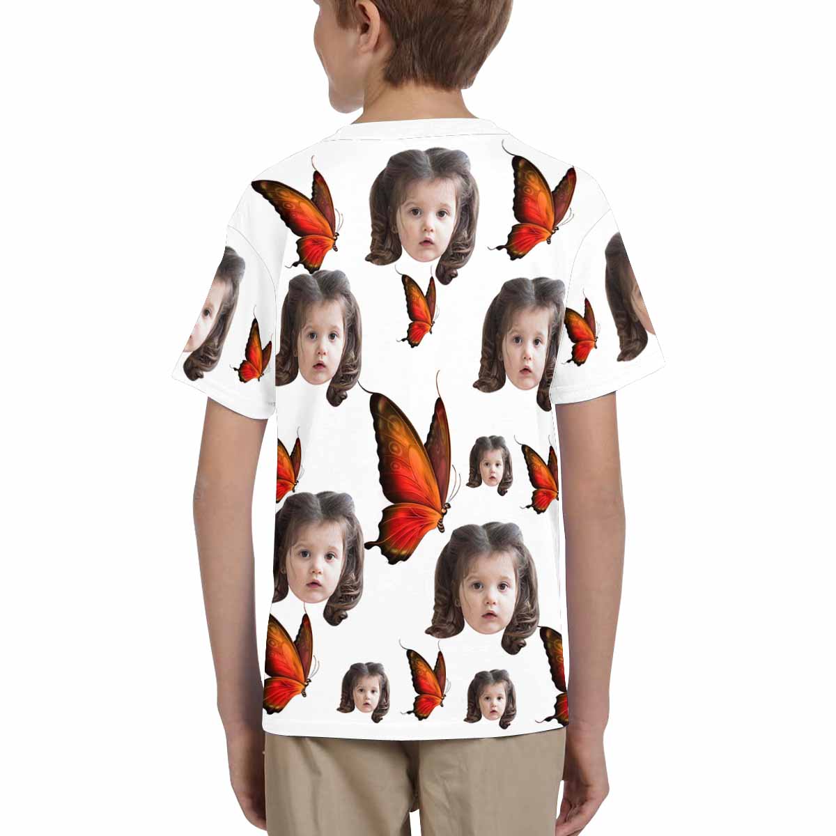 Custom Face Butterfly Kid's All Over Print T-shirt