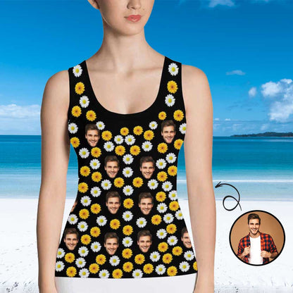 Custom Face Daisy Women's All Over Print Tank Top