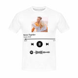 Custom Photo Better Together White Scannable Spotify Code T-shirt Personalized Men's All Over Print T-shirt