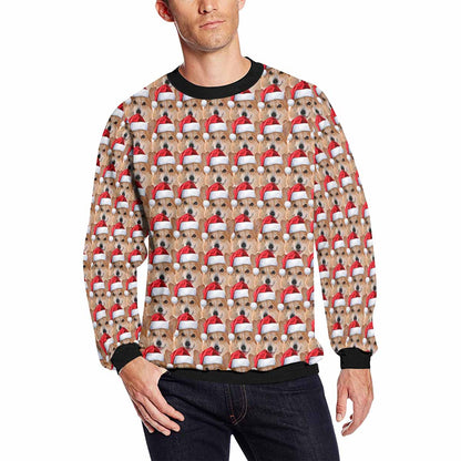 Personalized Christmas With Pet's Face, Custom Photo Men's All Over Print Crewneck Sweatshirt