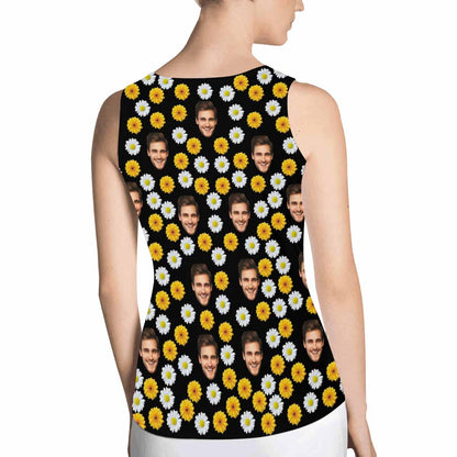 Custom Face Daisy Women's All Over Print Tank Top