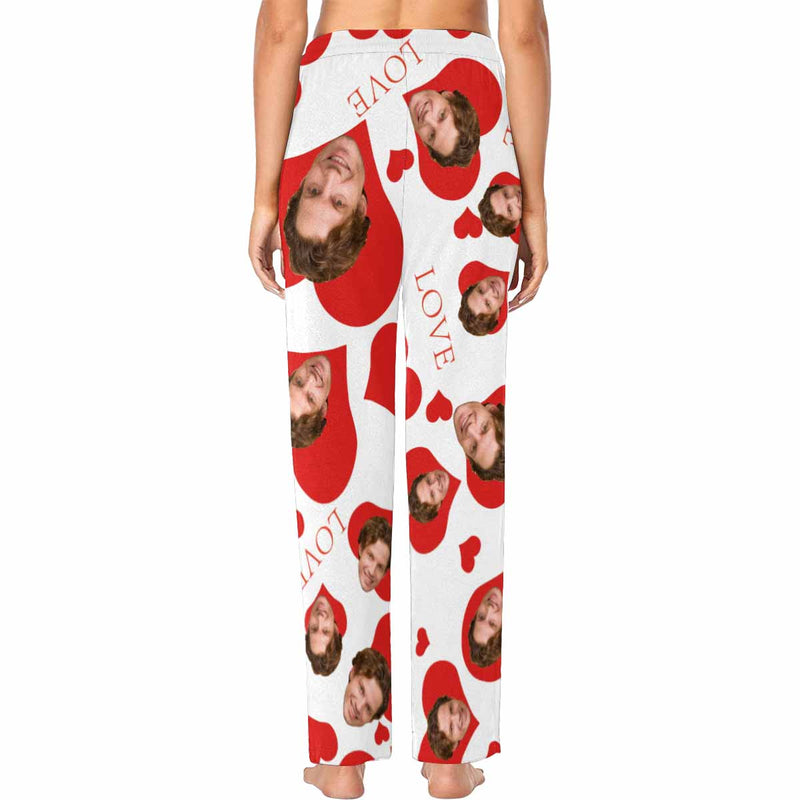Custom Face Heart Love Sleepwear Personalized Women's Slumber Party Long Pajama Pants